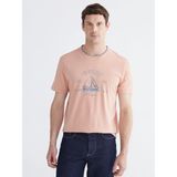 Lc Waikiki Yeni Sezon Bisiklet Yaka Baskılı Erkek Tişört - Pembe - 2XL