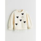 Lc Waikiki Yeni Sezon Bisiklet Yaka Baskılı Kalın Kız Çocuk Sweatshirt - Ekru - 2 - 3 Yaş