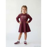 Lc Waikiki Yeni Sezon Bisiklet Yaka Baskılı Kız Çocuk Elbise - Bordo - 2 - 3 Yaş