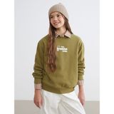 Lc Waikiki Yeni Sezon Bisiklet Yaka Baskılı Kız Çocuk Kalın Sweatshirt - Haki - 11 - 12 Yaş
