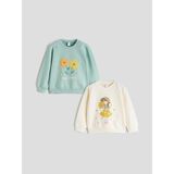 Lc Waikiki Yeni Sezon Bisiklet Yaka Baskılı Kız Çocuk Sweatshirt 2'li - Bej - 2 - 3 Yaş