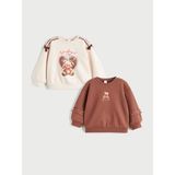 Lc Waikiki Yeni Sezon Bisiklet Yaka Baskılı Kız Çocuk Sweatshirt 2'li - Pembe - 3 - 4 Yaş