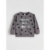 Lc Waikiki Yeni Sezon Bisiklet Yaka Baskılı Kız Çocuk Sweatshirt - Antrasit - 9 - 12 Ay