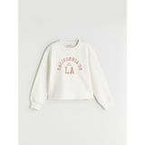 Lc Waikiki Yeni Sezon Bisiklet Yaka Baskılı Kız Çocuk Sweatshirt - Ekru - 10 - 11 Yaş