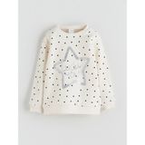 Lc Waikiki Yeni Sezon Bisiklet Yaka Baskılı Kız Çocuk Sweatshirt - Ekru - 9 - 12 Ay