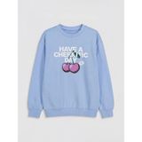 Lc Waikiki Yeni Sezon Bisiklet Yaka Baskılı Kız Çocuk Sweatshirt - Mavi - 11 - 12 Yaş