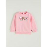 Lc Waikiki Yeni Sezon Bisiklet Yaka Baskılı Kız Çocuk Sweatshirt - Pembe - 9 - 12 Ay