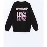 Lc Waikiki Yeni Sezon Bisiklet Yaka Baskılı Kız Çocuk Sweatshirt - Siyah - 8 - 9 Yaş
