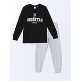 Lc Waikiki Yeni Sezon Bisiklet Yaka Beşiktaş Baskılı Erkek Çocuk Pijama Takımı - Siyah - 4 - 5 Yaş