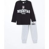 Lc Waikiki Yeni Sezon Bisiklet Yaka Beşiktaş Baskılı Uzun Kollu Erkek Bebek Pijama Takımı - Siyah - 3 - 4 Yaş