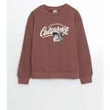 Lc Waikiki Yeni Sezon Bisiklet Yaka California Baskılı Kız Çocuk Sweatshirt - Kahverengi - 9 - 10 Yaş