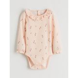 Lc Waikiki Yeni Sezon Bisiklet Yaka Çiçekli Kız Bebek Çıtçıtlı Bodysuit - Pembe - 12 - 18 Ay