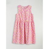 Lc Waikiki Yeni Sezon Bisiklet Yaka Çiçekli Kız Çocuk Poplin Elbise - Pembe - 7 - 8 Yaş
