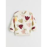 Lc Waikiki Yeni Sezon Bisiklet Yaka Çiçekli Kız Çocuk Sweatshirt - Ekru - 1 - 2 Yaş