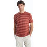 Lc Waikiki Yeni Sezon Bisiklet Yaka Çizgili Erkek Tişört - Turuncu - 2XL