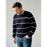 Lc Waikiki Yeni Sezon Bisiklet Yaka Çizgili Erkek Triko Kazak - Lacivert - 5XL