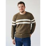 Lc Waikiki Yeni Sezon Bisiklet Yaka Çizgili Erkek Triko Kazak - Turuncu - 3XL