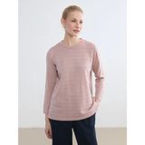 Lc Waikiki Yeni Sezon Bisiklet Yaka Çizgili Kadın Triko Kazak - Pembe - 4XL