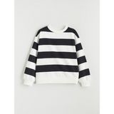 Lc Waikiki Yeni Sezon Bisiklet Yaka Çizgili Kız Çocuk Kalın Sweatshirt - Siyah - 8 - 9 Yaş