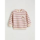 Lc Waikiki Yeni Sezon Bisiklet Yaka Çizgili Kız Çocuk Sweatshirt - Bej - 9 - 12 Ay