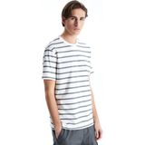 Lc Waikiki Yeni Sezon Bisiklet Yaka Çizgili Penye Erkek Tişört - Gri - 2XL