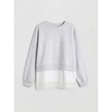 Lc Waikiki Yeni Sezon Bisiklet Yaka Dantel Detaylı Kız Çocuk Sweatshirt - Gri - 8 - 9 Yaş