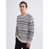 Lc Waikiki Yeni Sezon Bisiklet Yaka Desenli Erkek Triko Kazak - Bej - 3XL