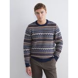 Lc Waikiki Yeni Sezon Bisiklet Yaka Desenli Erkek Triko Kazak - Lacivert - 2XL