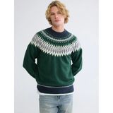 Lc Waikiki Yeni Sezon Bisiklet Yaka Desenli Erkek Triko Kazak - Yeşil - 2XL