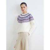 Lc Waikiki Yeni Sezon Bisiklet Yaka Desenli Kadın Triko Kazak - Karışık - 2XL