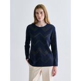 Lc Waikiki Yeni Sezon Bisiklet Yaka Desenli Kadın Triko Kazak - Lacivert - 4XL