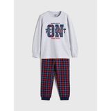 Lc Waikiki Yeni Sezon Bisiklet Yaka Ekose Erkek Çocuk Pijama Takımı - Gri - 13 - 14 Yaş