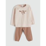 Lc Waikiki Yeni Sezon Bisiklet Yaka Erkek Bebek Sweatshirt ve Eşofman Alt 2'li - Bej - 2 - 3 Yaş