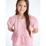 Lc Waikiki Yeni Sezon Bisiklet Yaka Fiyonk Detaylı Kız Çocuk Bluz - Pembe - 8 - 9 Yaş