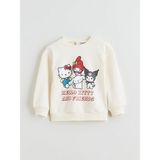 Lc Waikiki Yeni Sezon Bisiklet Yaka Hello Kitty Baskılı Kız Çocuk Sweatshirt - Ekru - 2 - 3 Yaş