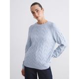 Lc Waikiki Yeni Sezon Bisiklet Yaka Kendinden Desenli Kadın Triko Kazak - Mavi - 2XL