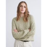 Lc Waikiki Yeni Sezon Bisiklet Yaka Kendinden Desenli Kadın Triko Kazak - Yeşil - 2XL