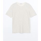 Lc Waikiki Yeni Sezon Bisiklet Yaka Kisa Kollu Cizgili Erkek Tisort - S59330Z8 - Ekru - XL