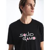 Lc Waikiki Yeni Sezon Bisiklet Yaka Kısa Kollu Squid Game Baskılı Penye Erkek Tişört - Siyah - XL