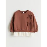 Lc Waikiki Yeni Sezon Bisiklet Yaka Kız Bebek Sweatshirt - Kahverengi - 2 - 3 Yaş