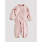 Lc Waikiki Yeni Sezon Bisiklet Yaka Kız Bebek Sweatshirt ve Eşofman Alt 2'li - Pembe - 1 - 3 Ay