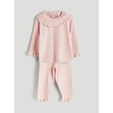 Lc Waikiki Yeni Sezon Bisiklet Yaka Kız Bebek Triko Kazak ve Pantolon 2'li - Pembe - 1 - 3 Ay