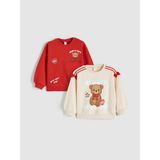 Lc Waikiki Yeni Sezon Bisiklet Yaka Kız Çocuk Kalın Sweatshirt 2'li - Bej - 1 - 2 Yaş