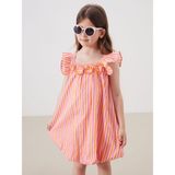 Lc Waikiki Yeni Sezon Bisiklet Yaka Kız Çocuk Poplin Elbise - 1 - 2 Yaş - Turuncu