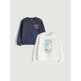 Lc Waikiki Yeni Sezon Bisiklet Yaka Kız Çocuk Sweatshirt 2'li - Ekru - 10 - 11 Yaş