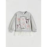 Lc Waikiki Yeni Sezon Bisiklet Yaka Kız Çocuk Sweatshirt - Gri - 9 - 12 Ay