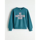 Lc Waikiki Yeni Sezon Bisiklet Yaka Kız Çocuk Sweatshirt - Petrol - 10 - 11 Yaş