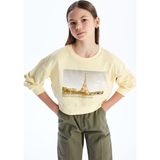 Lc Waikiki Yeni Sezon Bisiklet Yaka Kız Çocuk Sweatshirt - Sarı - 9 - 10 Yaş