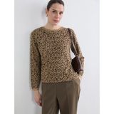 Lc Waikiki Yeni Sezon Bisiklet Yaka Leopar Desenli Kadın Triko Kazak - Kahverengi - 3XL