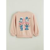 Lc Waikiki Yeni Sezon Bisiklet Yaka Lilo ve Stitch Baskılı Kız Çocuk Sweatshirt - Pembe - 1 - 2 Yaş